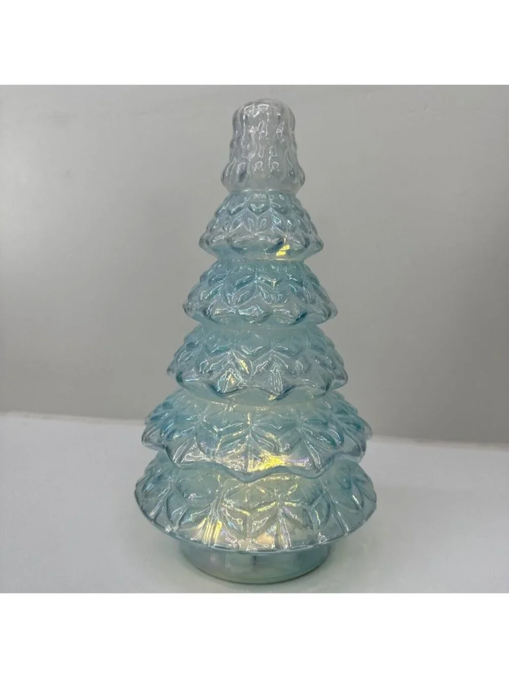Light Blue Iridescent Glass Christmas Tree LED Lights 11